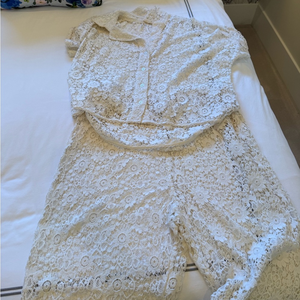 Anthropologie Crochet Jogger Matching Set